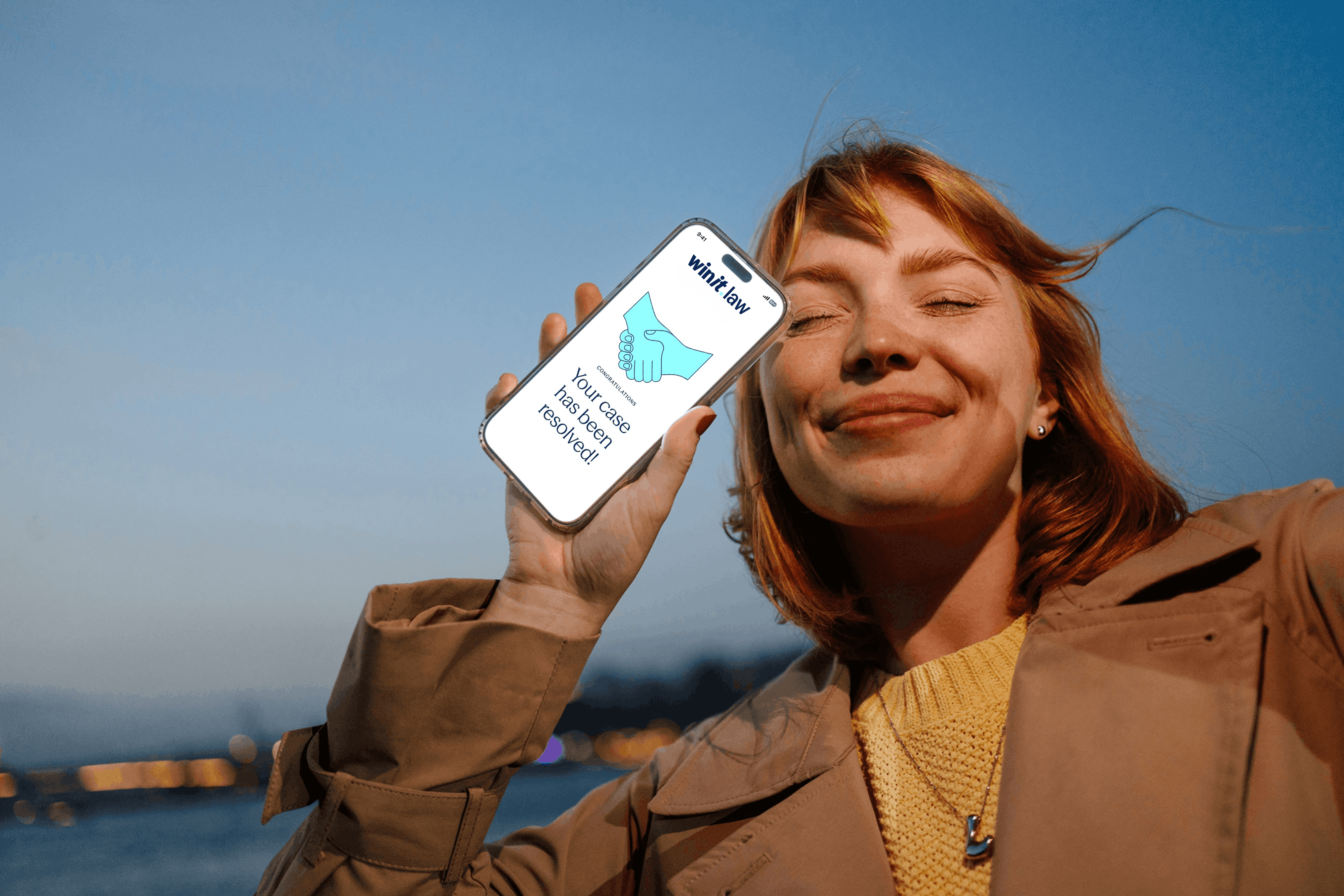 Happy person after a successful legal case